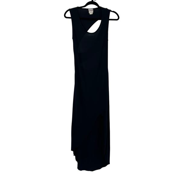 Haute Hippie Back Cut-out Maxi Dress Black Front Slit Rocker Women’s Size Small - Picture 4 of 11